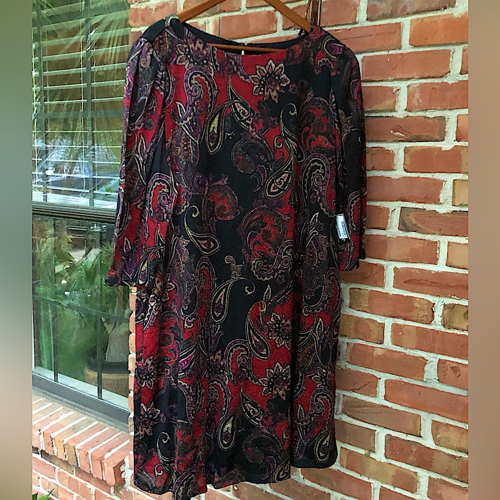 Jessica Howard Paisley Knit Shift Dress Sizes 2X, 3X